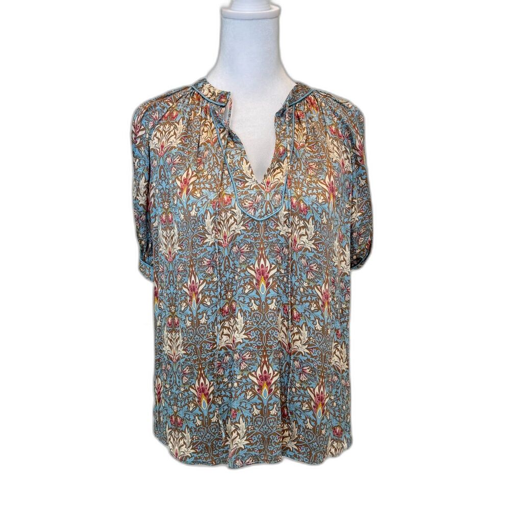 Current Air Split Neck Elbow Sleeve Floral Blouse XS